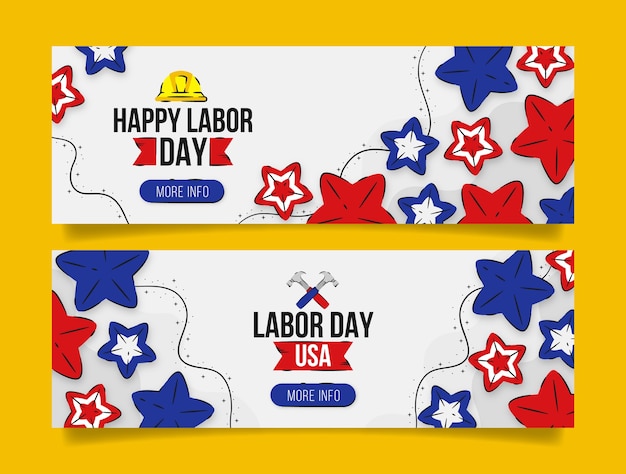 Flat horizontal banners set for labor day celebration