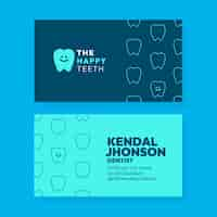 Free vector flat horizontal business card template for dental clinic business