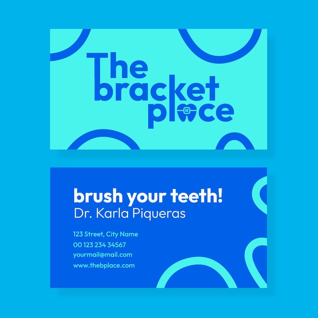 Бесплатное векторное изображение Плоский горизонтальный шаблон визитной карточки для бизнеса стоматологической клиники