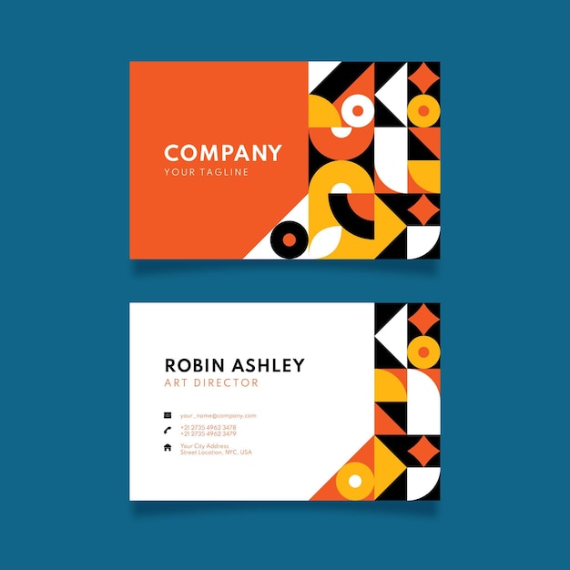 Flat horizontal mosaic business card template