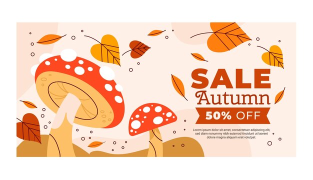 Flat horizontal sale banner template for autumn celebration