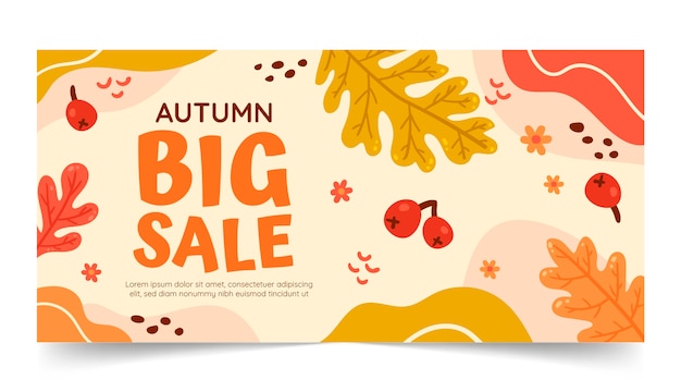 Free vector flat horizontal sale banner template for autumn