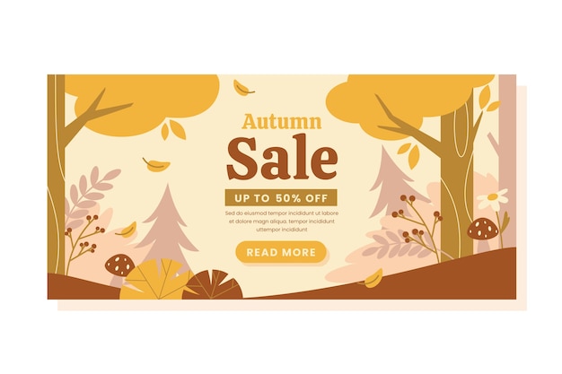 Free vector flat horizontal sale banner template for autumn