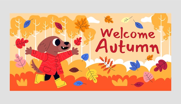 Vettore gratuito modello di banner di vendita orizzontale piatto per l'autunno