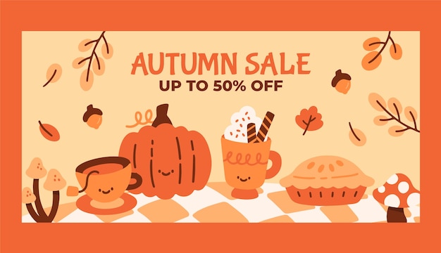 Free Vector flat horizontal sale banner template for fall season celebration