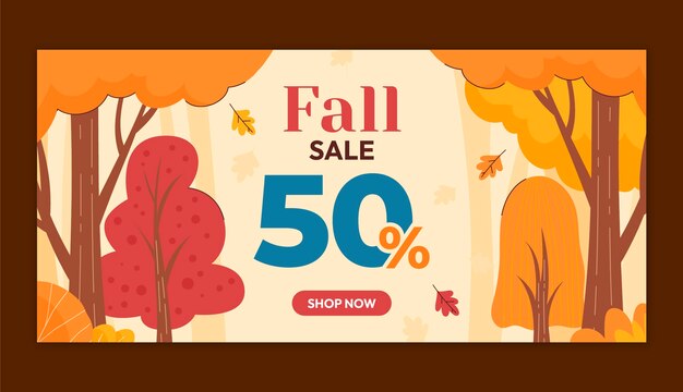 Free vector flat horizontal sale banner template for fall season