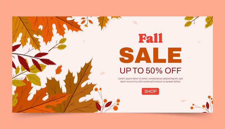 Free Vector flat horizontal sale banner template for fall season