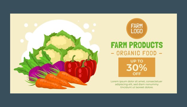 flat horizontal sale banner template for farming and cultivation