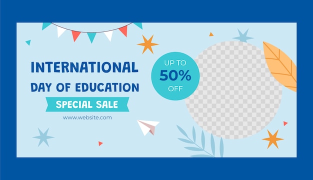 Формуляр горизонтального баннера продажи для Международного дня образования