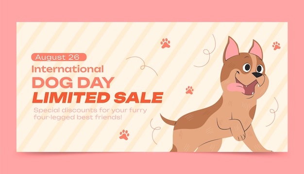 Flat horizontal sale banner template for international dog day celebration