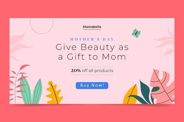 Flat horizontal sale banner template for mother's day celebration