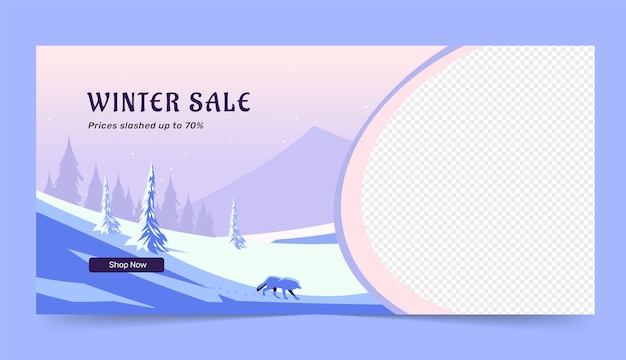 Free vector flat horizontal sale banner template for winter season