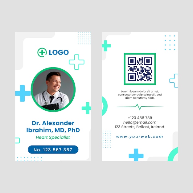 Flat hospital and healthcare id card template