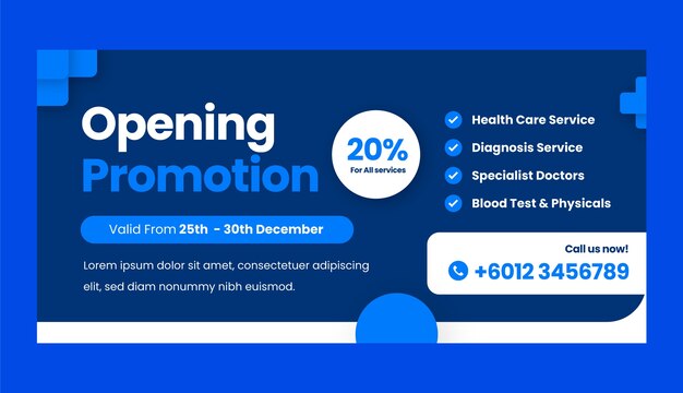 Flat hospital sale banner template