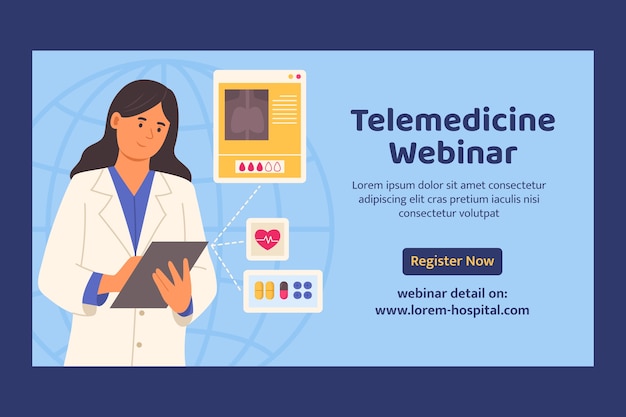 Free vector flat hospital webinar template