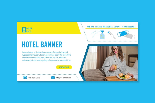 Free vector flat hotel banner with photo