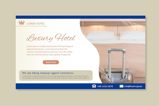 Flat hotel banner with photo