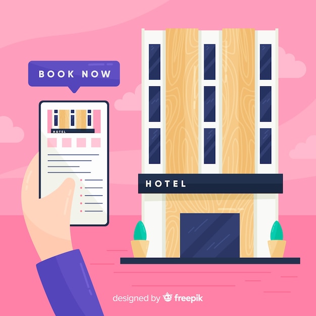 Flat hotel booking application background