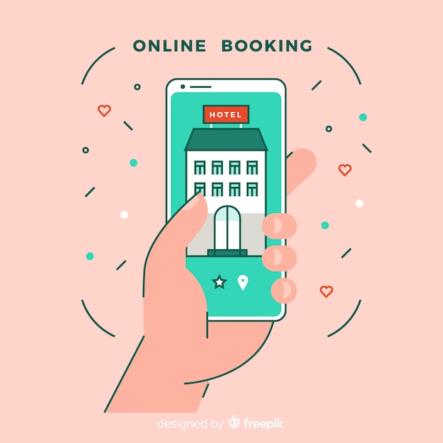 Free vector flat hotel booking application background