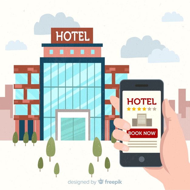 Flat hotel booking application background