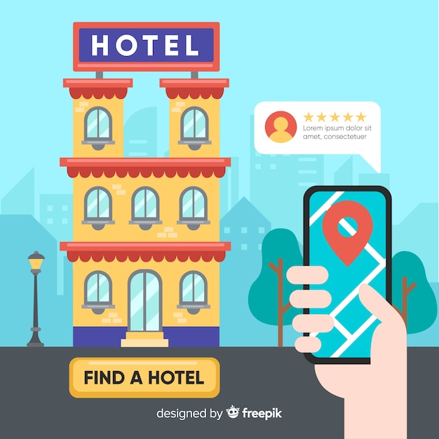 Flat hotel booking application background