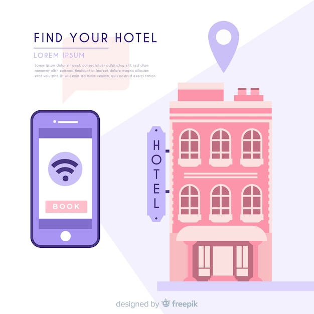 Flat hotel booking application background