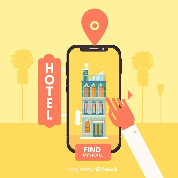 Flat hotel booking application background