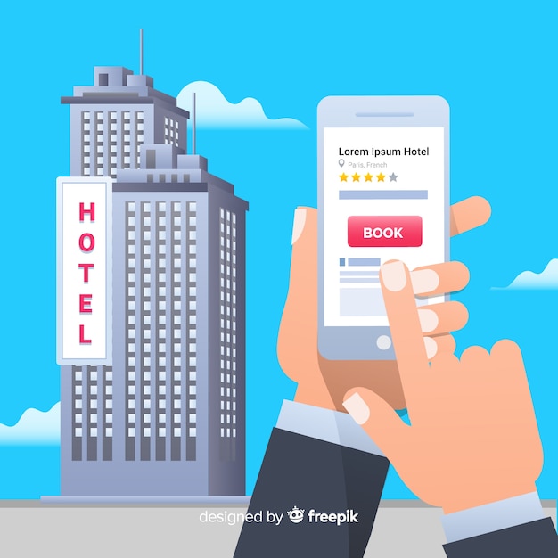 Flat hotel booking application background