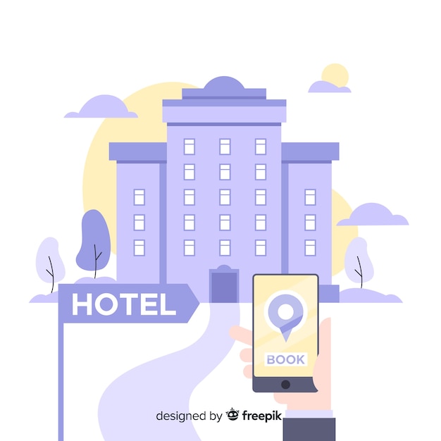 Free vector flat hotel booking application background