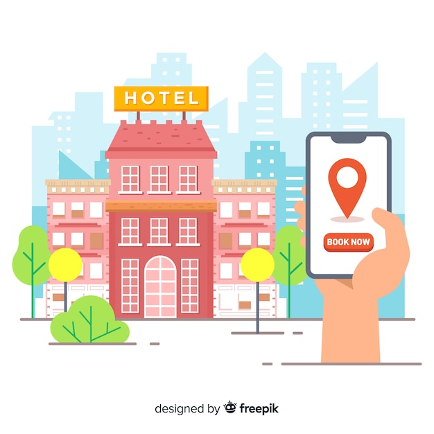 Free vector flat hotel booking background