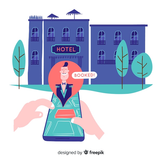 Free vector flat hotel booking concept background