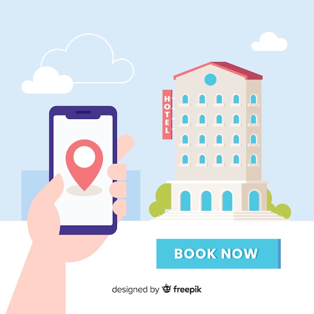 Free vector flat hotel booking concept background