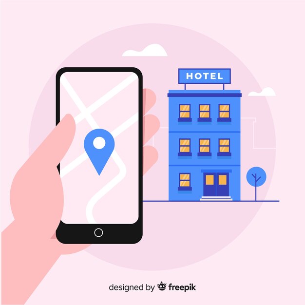 Flat hotel booking concept background