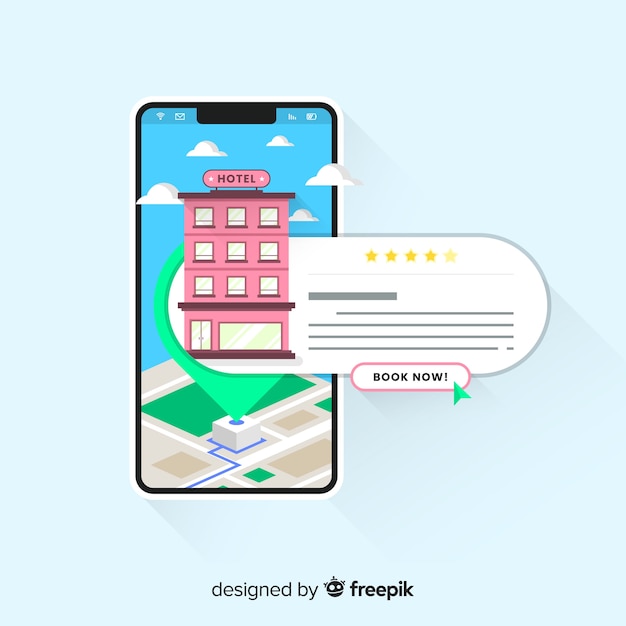 Flat hotel booking concept