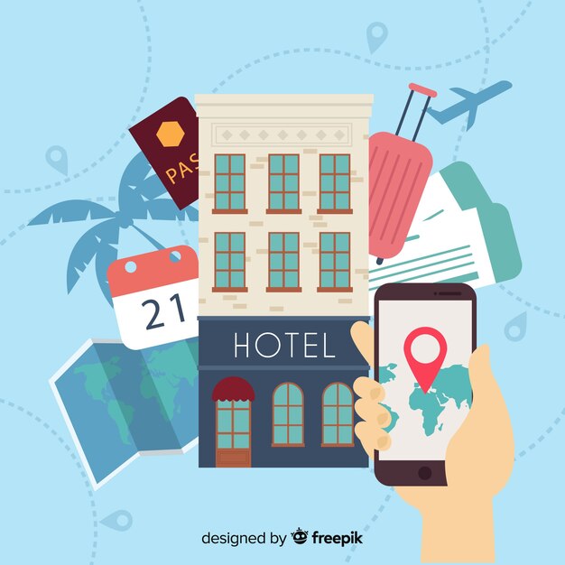 Flat hotel booking concept