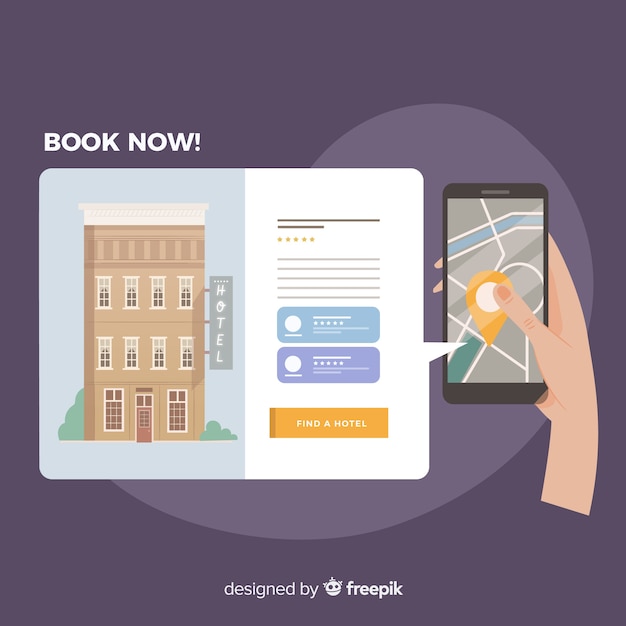 Flat hotel booking concept