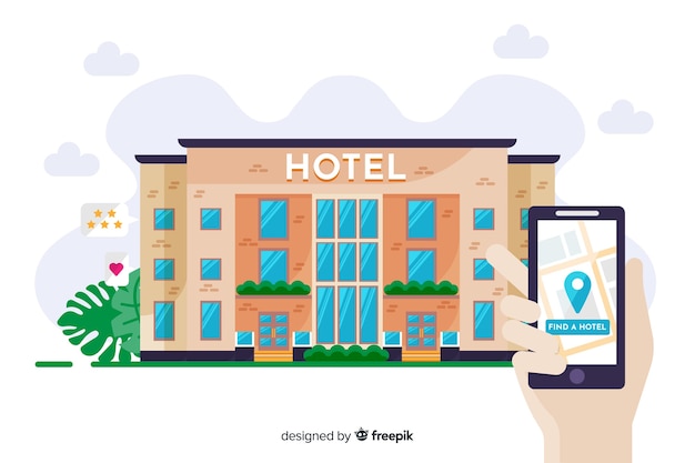 Бесплатное векторное изображение Плоская концепция бронирования отелей
