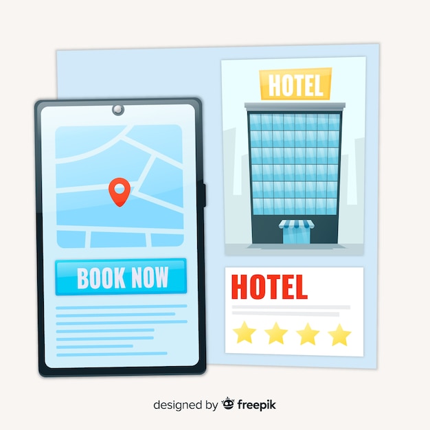 Flat hotel booking concept