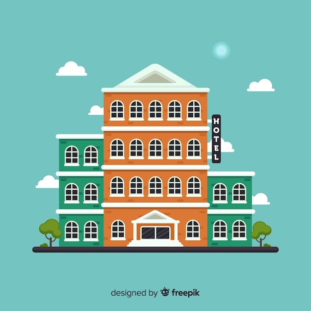 Flat hotel building background