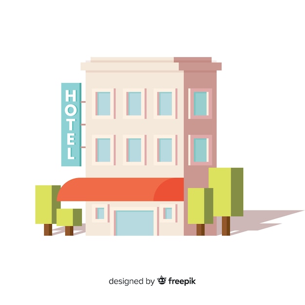 Бесплатное векторное изображение Плоский отель здание фон