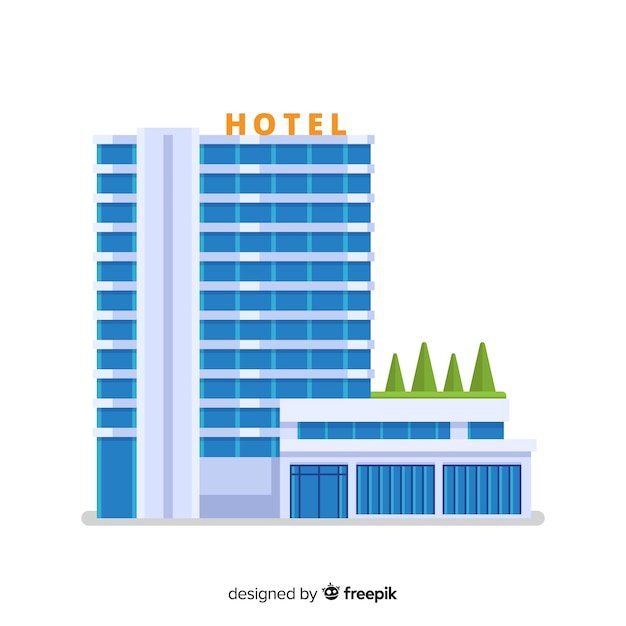 Flat hotel building illustration