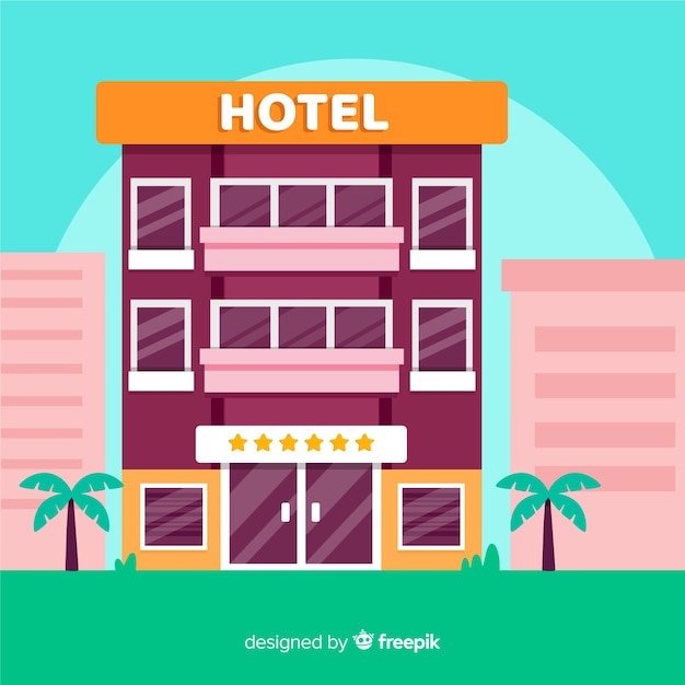 flat hotel building illustration