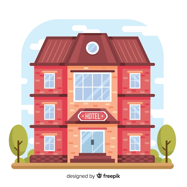 Flat Hotel Building – Vector Templates