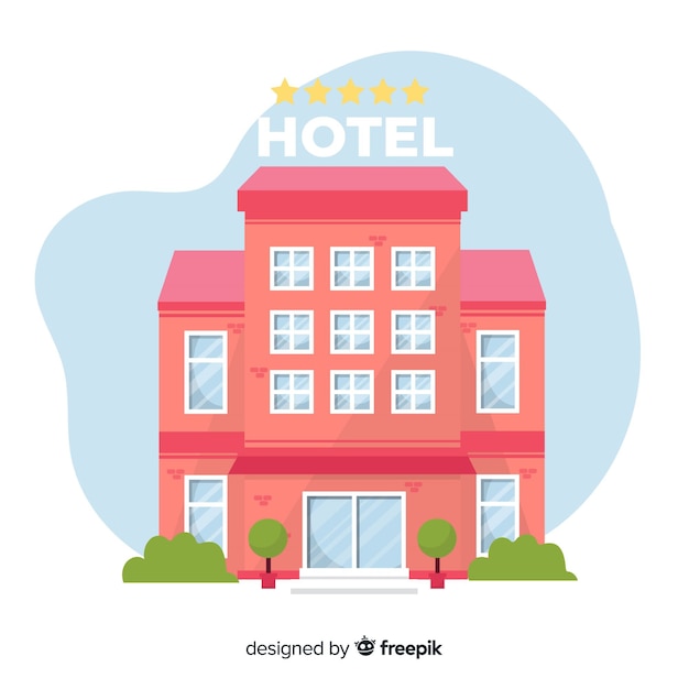 Бесплатное векторное изображение Плоское здание гостиницы