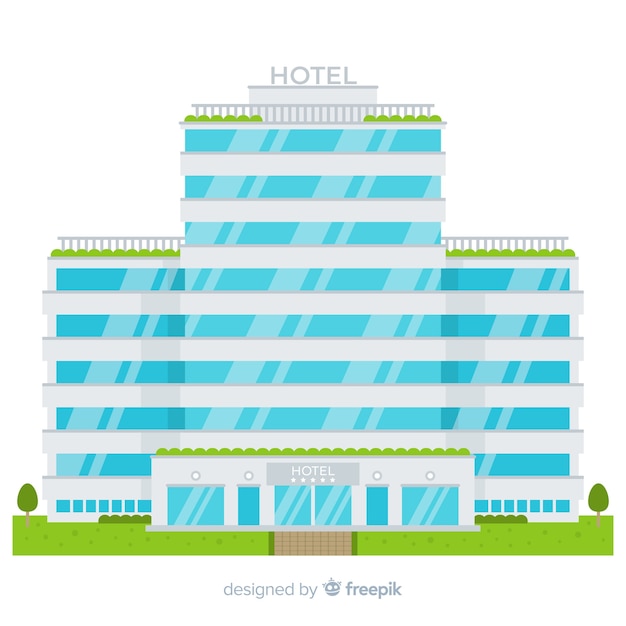 Бесплатное векторное изображение Плоское здание гостиницы