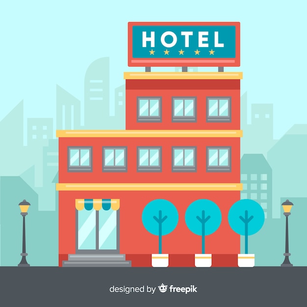 Flat hotel facade background 