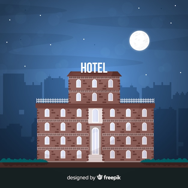 Бесплатное векторное изображение Плоский фасад отеля