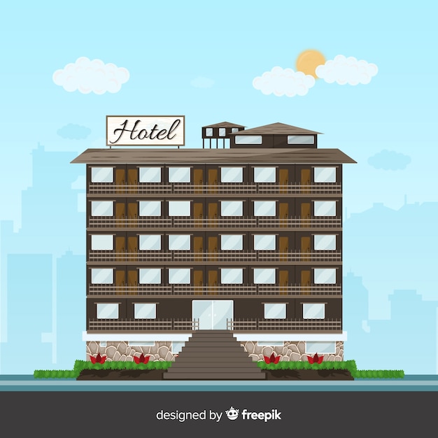 Flat hotel facade background 