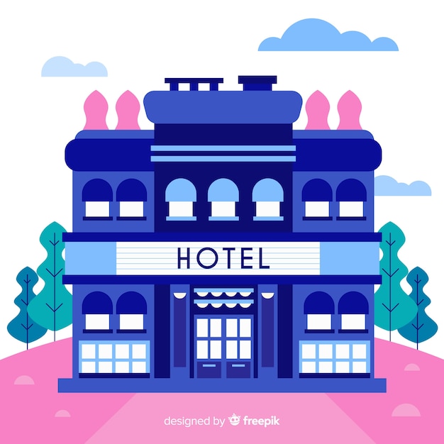 Бесплатное векторное изображение Плоский фасад отеля