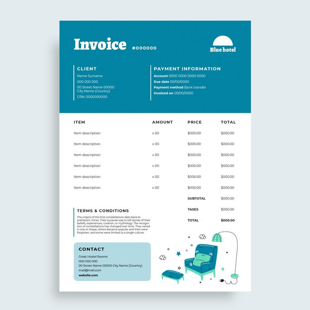 Flat hotel invoice